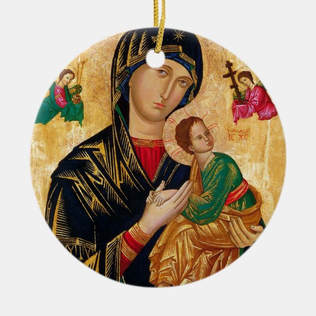 Unsere Lady der ständigen Hilfe Icon Jungfrau Mary Keramik Ornament (Vorne)