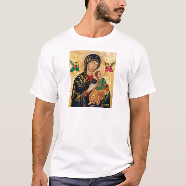 Unsere Lady der ständigen Hilfe Icon Jungfrau Mary T-Shirt (Vorderseite)