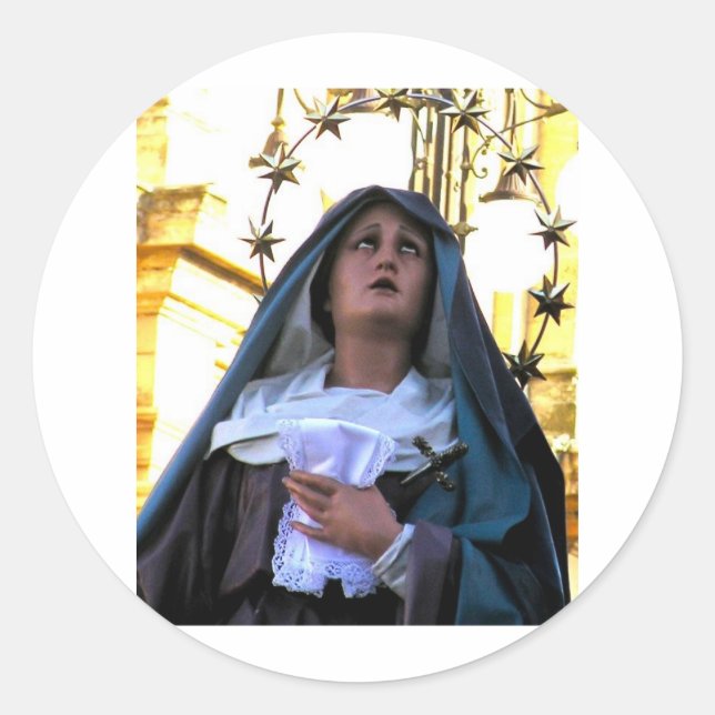 Unsere Lady der Trauern Runder Aufkleber (Vorderseite)