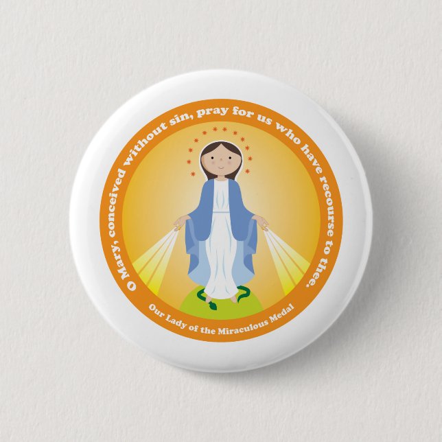 Unsere Lady der wunderbaren Medaille Button (Vorderseite)