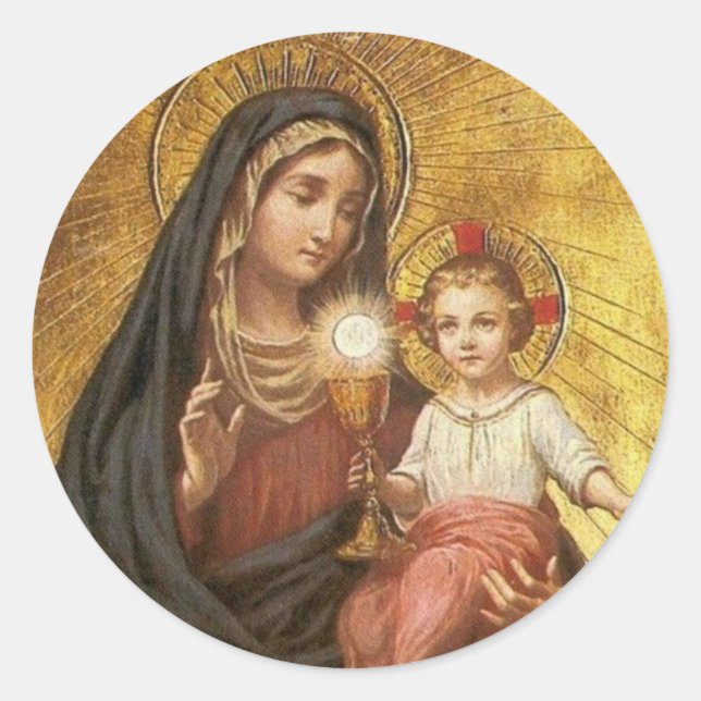 Unsere Lady des gesegneten Sakraments Runder Aufkleber (Vorderseite)