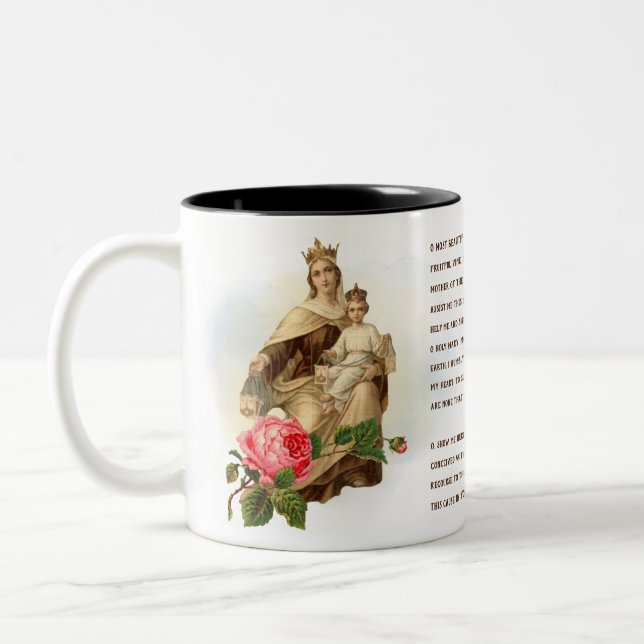 Unsere Lady des Monte Carmel Gebet Jesus Scapular Zweifarbige Tasse (Links)
