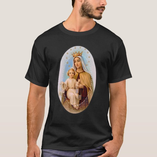 Unsere Lady des Monte Carmel Scapular St Teresa vo T-Shirt (Vorderseite)