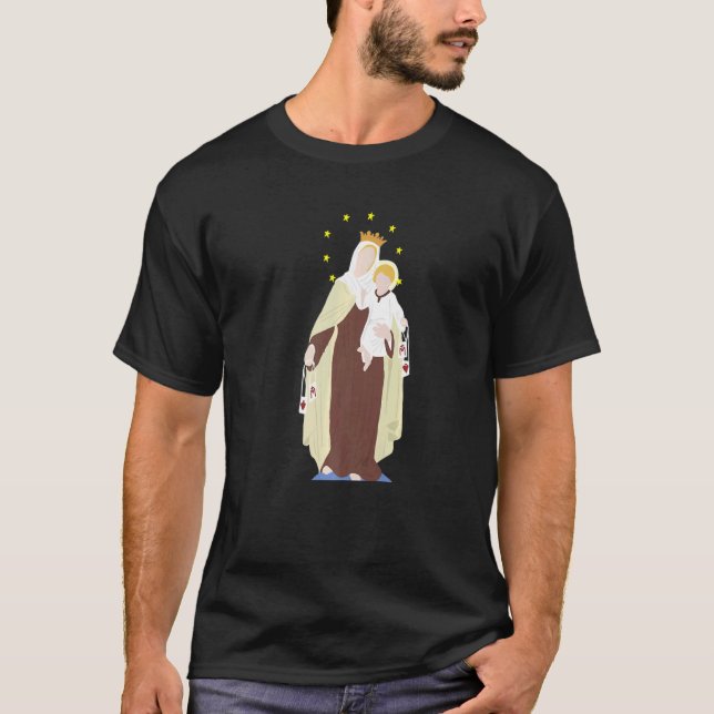 Unsere Lady des Monte Carmel Scapular St Teresa vo T-Shirt (Vorderseite)