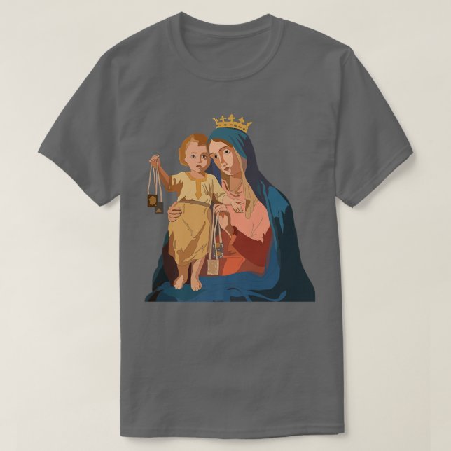 Unsere Lady des Monte Carmel Scapular St Teresa vo T-Shirt (Design vorne)