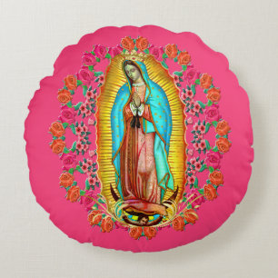 Unsere Lady Guadalupe Jungfrau Mary Katholic Saint Rundes Kissen