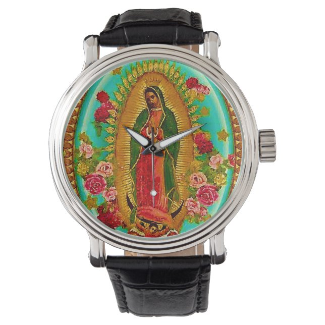 Unsere Lady Guadalupe Mexican Saint Jungfrau Mary Armbanduhr (Vorderseite)