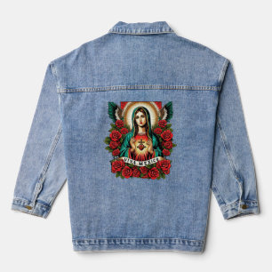 Unsere Lady Guadalupe Mutter Mary Viva Mexico Art Jeansjacke