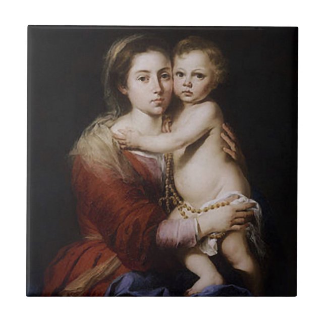 Unsere Lady Jungfrau Mary of the Rosary Keramik Ti Fliese (Vorderseite)