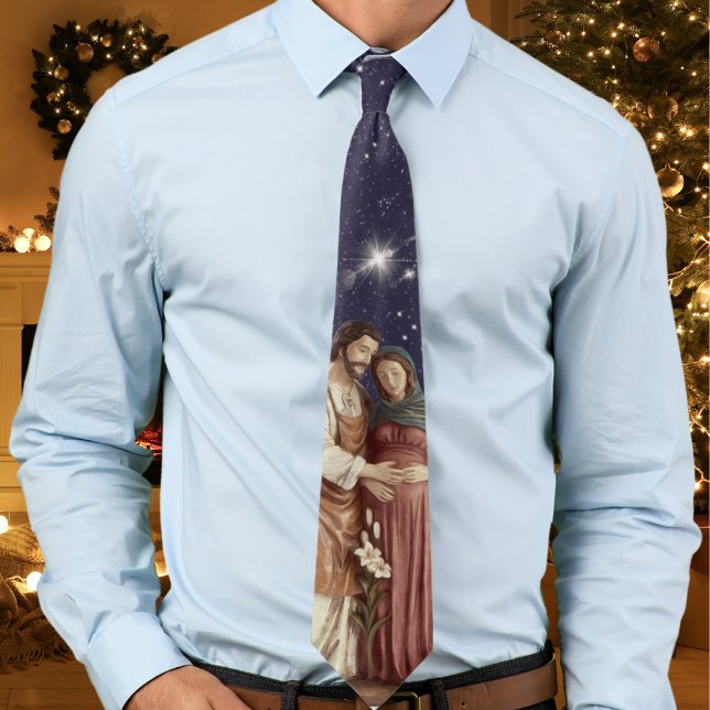 Unsere Lady of Advent Pregnant Jungfrau Mary Weihn Krawatte (Our Lady of Advent tie with image of pregnant Virgin Mary and St. Joseph. Catholic gift for priests.)