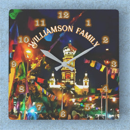 Unsere Lady of Guadalupe Church PV-190130 Family Quadratische Wanduhr