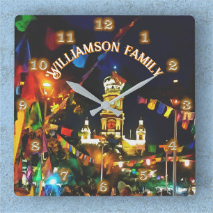 Unsere Lady of Guadalupe Church PV-190130 Family Quadratische Wanduhr