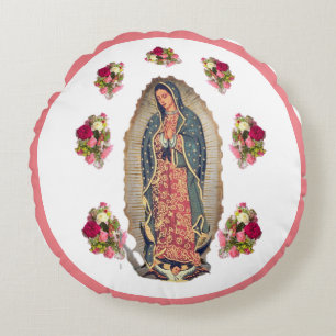 Unsere Lady of Guadalupe Faltes Grußkarte Rundes Kissen