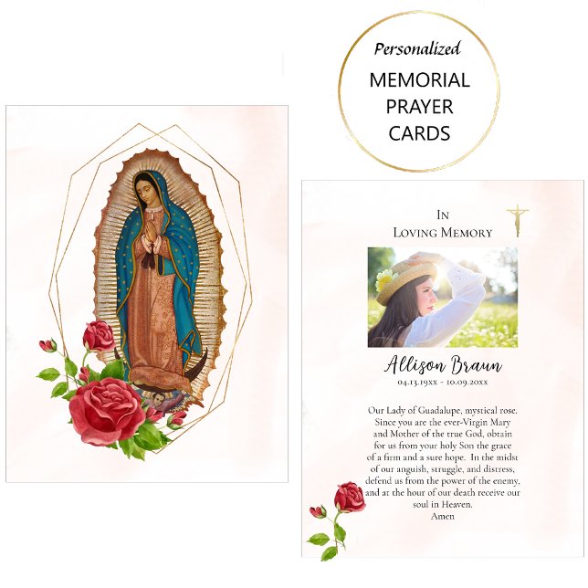 Unsere Lady of Guadalupe Memorial Foto Prayer Card Platzkarte (Von Creator hochgeladen)