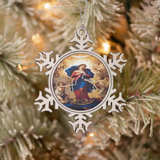 Unsere Lady of Knots von Litany Lane Schneeflocken Zinn-Ornament (Baum)