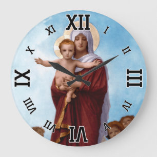 Unsere Lady of the Angels von William Bouguereau Große Wanduhr