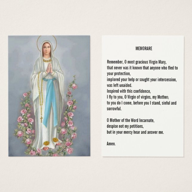 Unsere Lady Rosary Lourdes Memorare Gebet Heilige  (Vorne & Hinten)