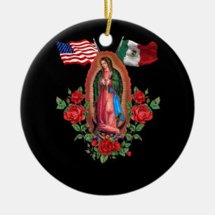 Unsere Lady Virgen De Guadalupe mexikanische Flagg Keramik Ornament