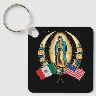 Unsere Lady Virgen De Guadalupe mexikanische Flagg Schlüsselanhänger