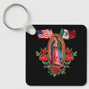 Unsere Lady Virgen De Guadalupe mexikanische Flagg Schlüsselanhänger