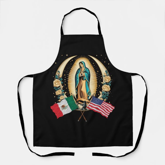 Unsere Lady Virgen De Guadalupe mexikanische Flagg Schürze (Vorderseite)