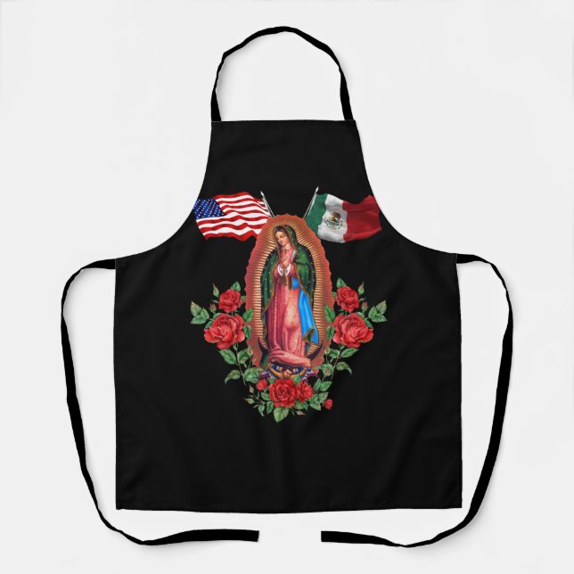 Unsere Lady Virgen De Guadalupe mexikanische Flagg Schürze (Vorderseite)