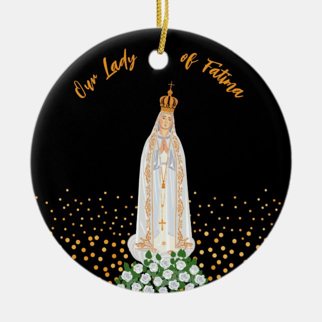 Unsere Lady von Fatima, die Kerzenschaft Keramik Ornament (Vorne)