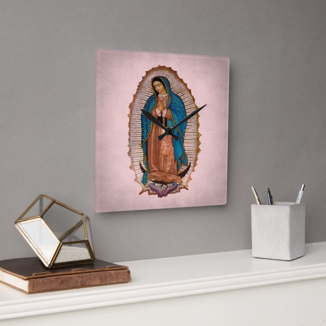 Unsere Lady von Guadalupe 1531 Quadratische Wanduhr (Büro)