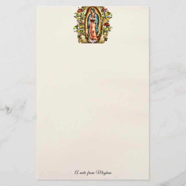 Unsere Lady von Guadalupe Bunte Rose Personalisier Briefpapier (Vorderseite)