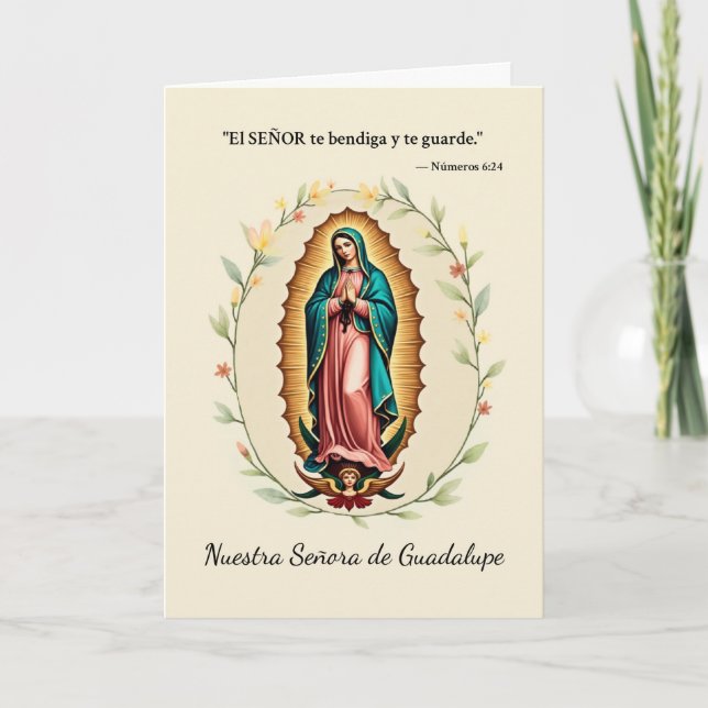 Unsere Lady von Guadalupe Fest Segnungen Spanisch Karte (Vorderseite)