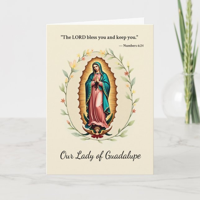 Unsere Lady von Guadalupe, Gottes Frieden und Segn Karte (Vorderseite)