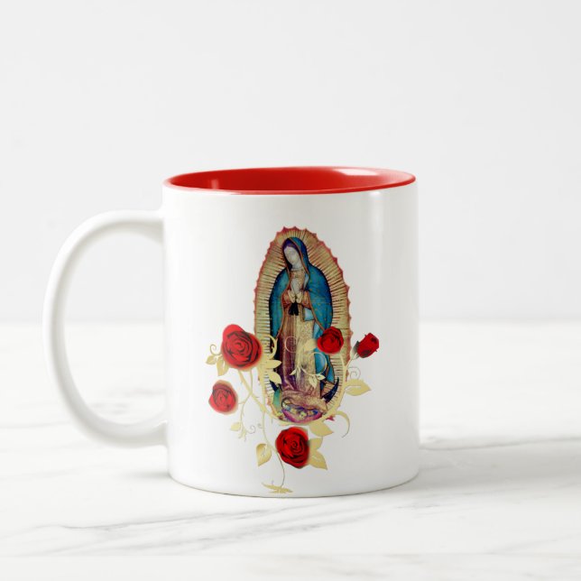 Unsere Lady von Guadalupe Jungfrau Mary Rote Rosen Zweifarbige Tasse (Links)