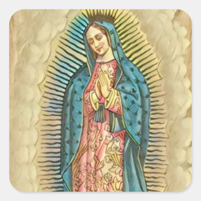 Unsere Lady von Guadalupe katholische hispanische  Quadratischer Aufkleber (Vorderseite)