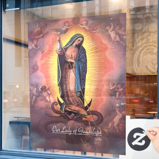 Unsere Lady von Guadalupe Rev12 Fensteraufkleber (Café-Fenster)