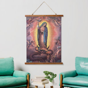 Unsere Lady von Guadalupe Rev12 Wandteppich Mit Holzrahmen