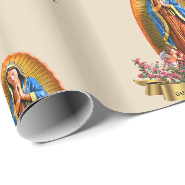 Unsere Lady von Guadalupe Wrapping Paper Geschenkpapier (Rolleneckpunkt)