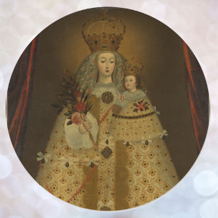 Unsere Lady von Guapulo Baby Jesus Malerei Kronen Runder Aufkleber