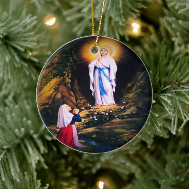 Unsere Lady von Lourdes von Litany Lane Keramik Ornament (Baum)