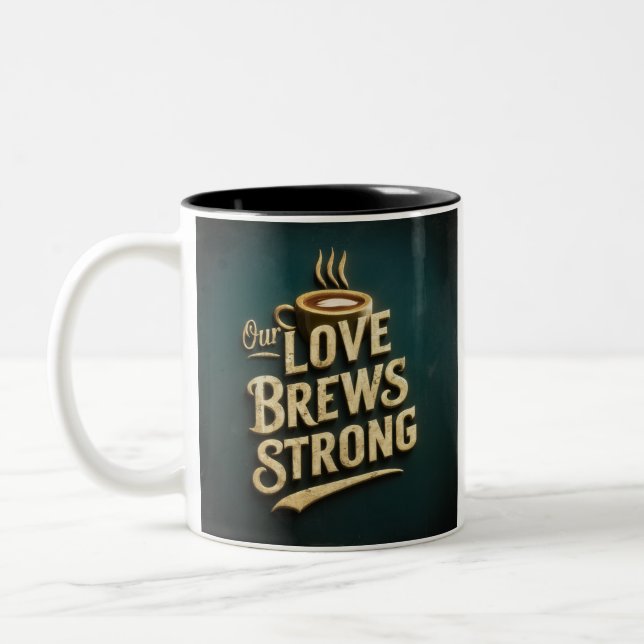 "Unsere Liebe bricht stark Zweifarbige Tasse (Links)