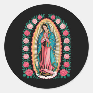 Unsere Liebe Frau De Guadalupe Sant Mary Rückseite Runder Aufkleber