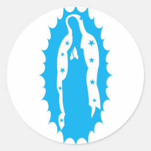 Unsere Liebe Frau Guadalupe Modern Aqua Runder Aufkleber