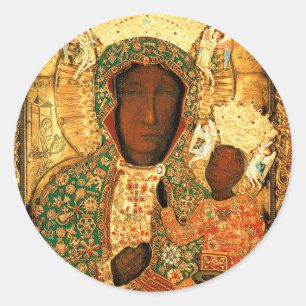 Unsere Liebe Frau von Czestochowa Schwarze Madonna Runder Aufkleber