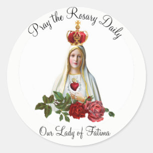 Unsere Liebe Frau von Fatima Rosen Rosenkranz Kron Runder Aufkleber
