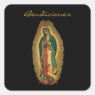 Unsere Liebe Frau von Guadalupe Bendiciones Mexika Quadratischer Aufkleber