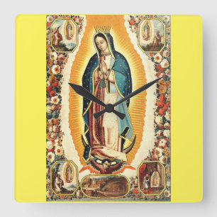 Unsere Liebe Frau von Guadalupe Quadratische Wanduhr