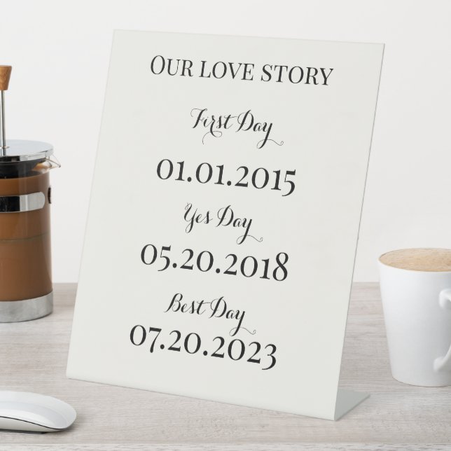 Unsere Liebe Geschichte Hochzeit Pedestal Sign Sockelschild (In Situ)