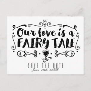 UNSERE LIEBE IST EIN MÄRCHEN Hochzeit Termin vorme Ankündigungspostkarte