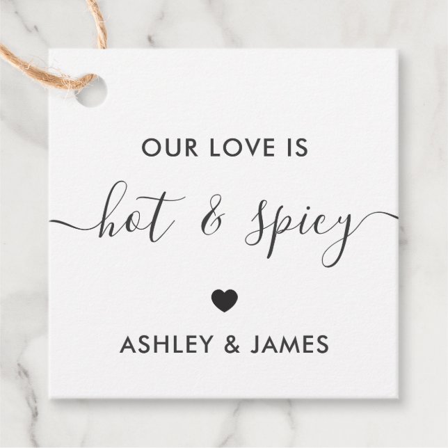 Unsere Liebe ist heiße und scharfe Hochzeit Geschenkanhänger (Vorderseite)