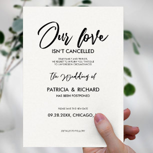 Unsere Liebe ist nicht abgesagt Hochzeit verschobe Postkarte