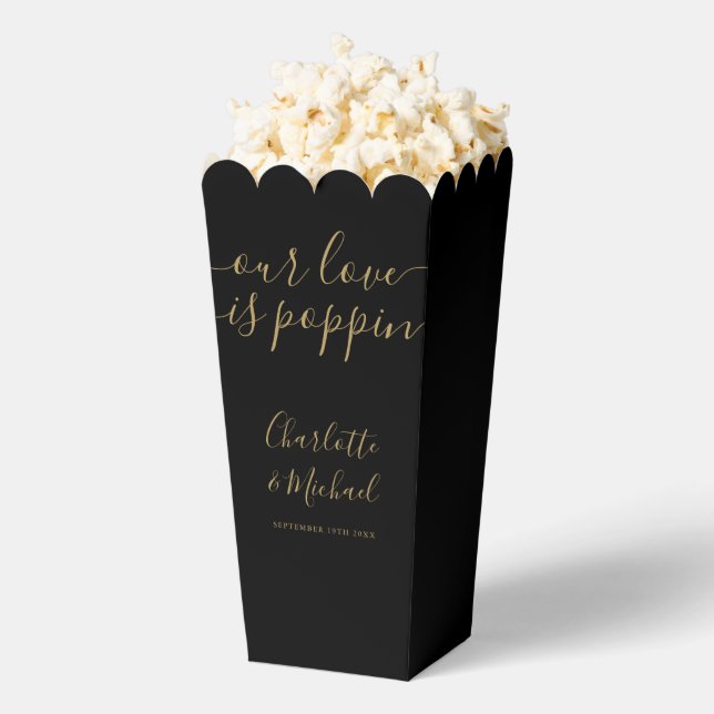 Unsere Liebe ist Poppin Black and Gold Hochzeitsma Geschenkschachtel (Geplatzt)